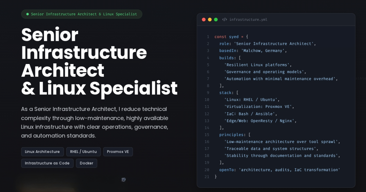 Senior Linux Architect | Platform Operations, IaC & Audits